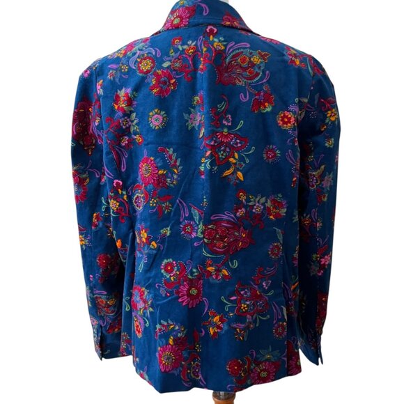 Modcloth XL Blazer Jacket Fall Blue Corduroy Stretch Boho 70s Retro Cottage RARE - Picture 9 of 17